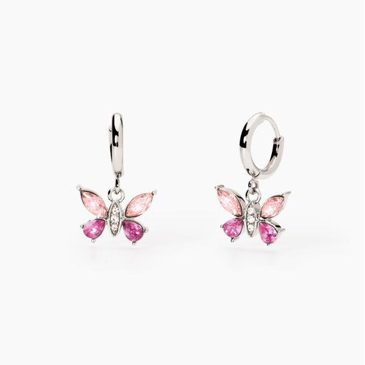 Orecchini 2Jewels donna cerchio con farfalla pendente rosa