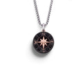 Collana rosa dei venti acciaio con cristallini neri