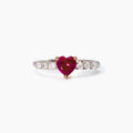 Anello Mabina in argento con rubino sintetico e zirconi