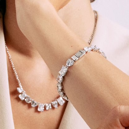 Bracciale Rosato tennis Gemma cuori e baguette