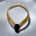 Collana Diamond Accessori donna girogola tubolare con pietra centrale