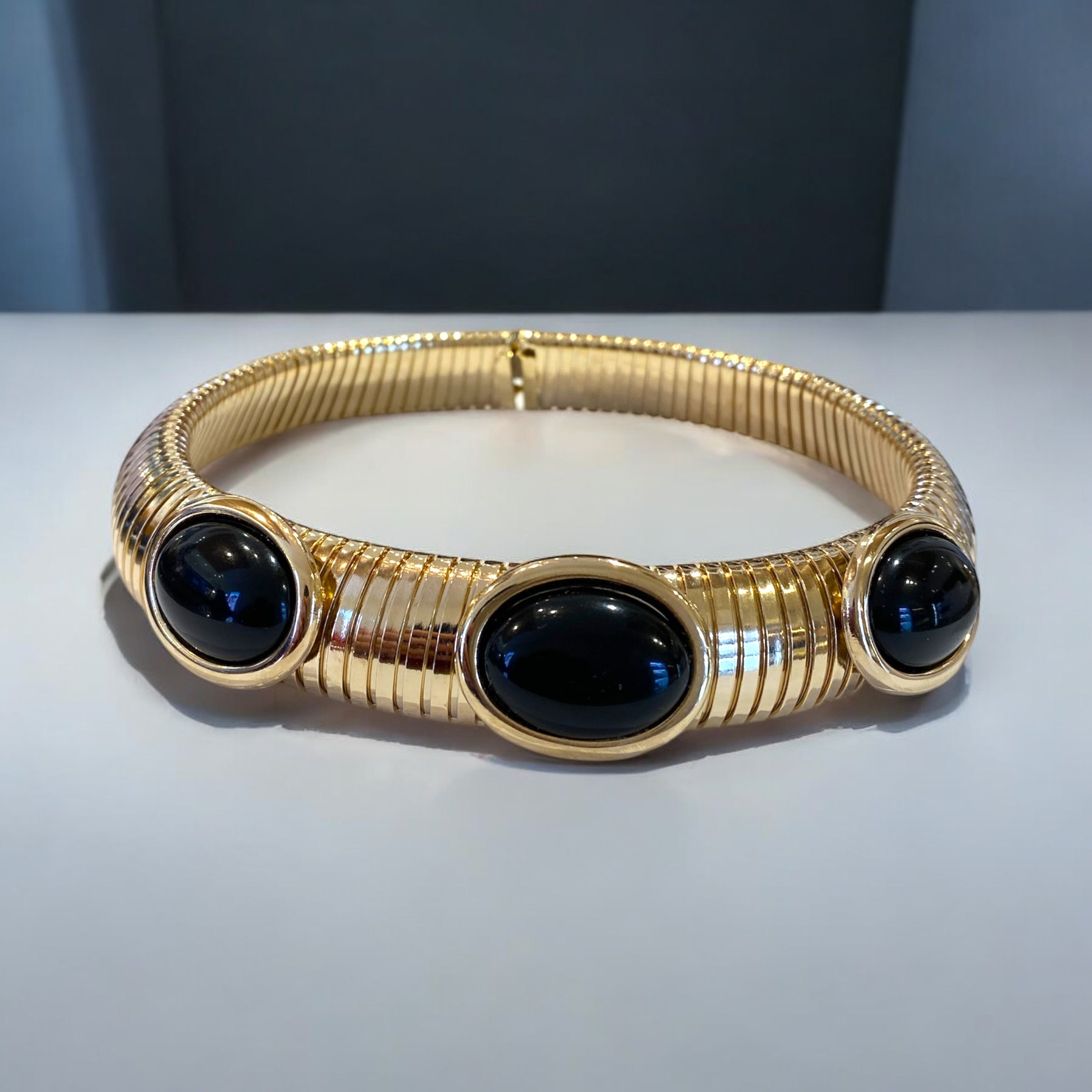 Collana Diamond Accessori donna girogola tubolare con pietre nere