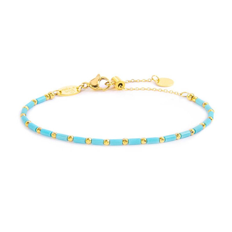 Bracciale  Marlù con perline a tubo turchesi ed ematite