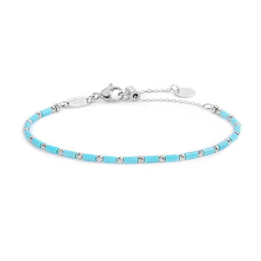 Bracciale  Marlù con perline a tubo turchesi ed ematite