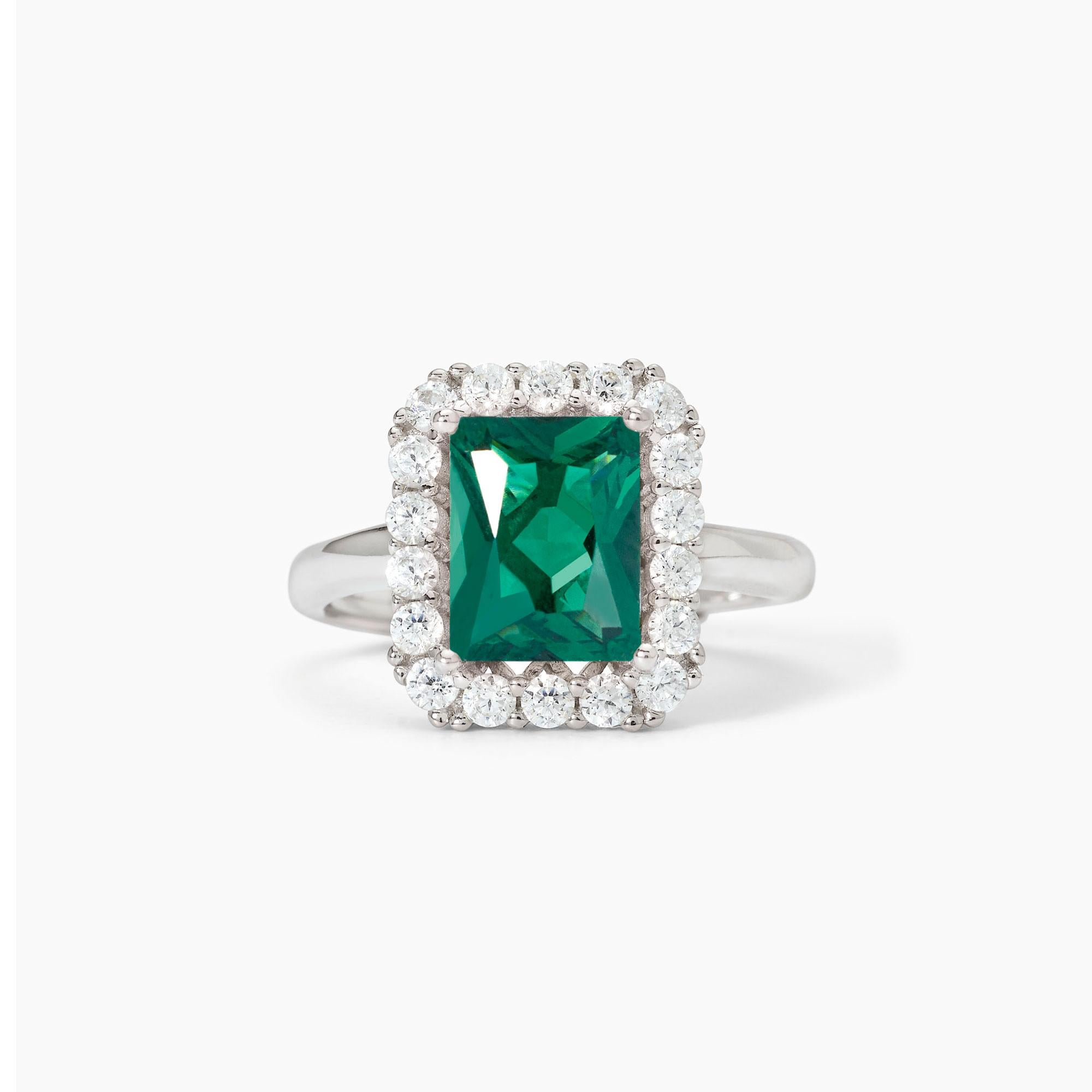 Anello donna Mabina con smeraldo sintetico e zirconi