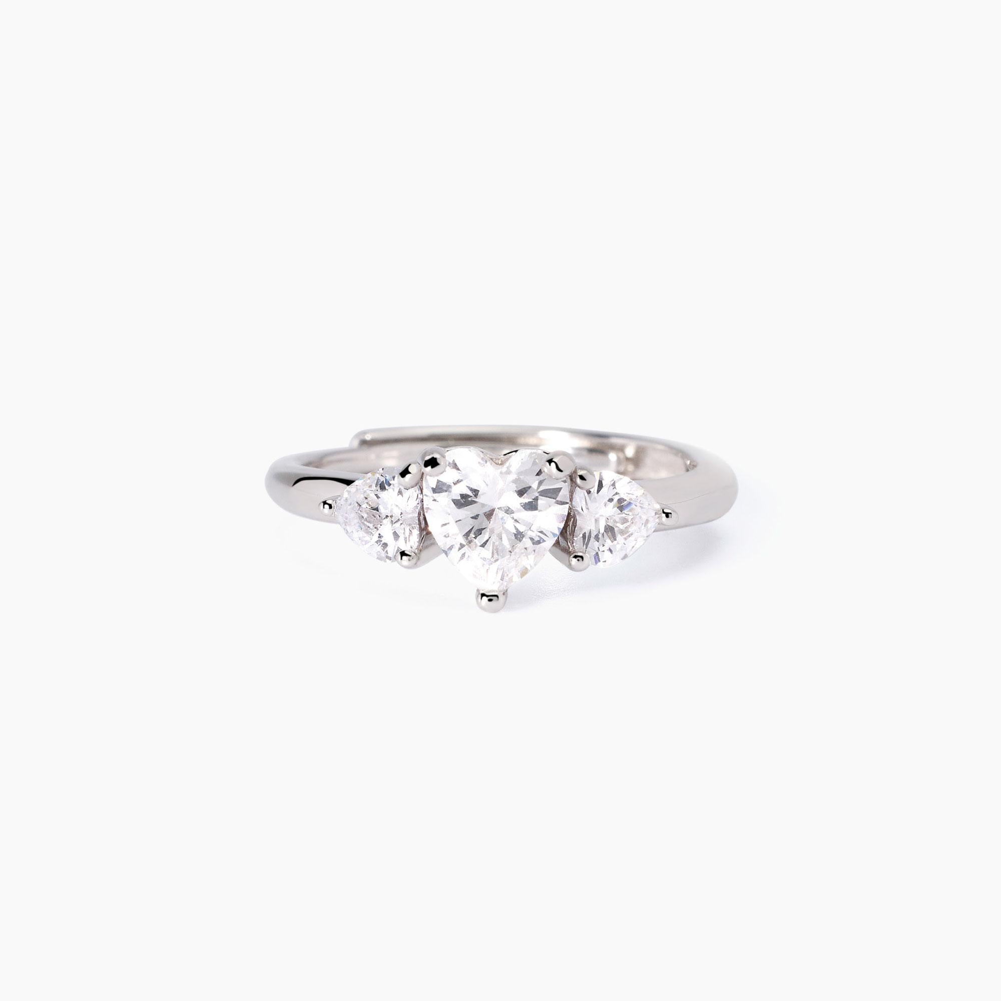 Anello donna Mabina in argento con zirconi cuore