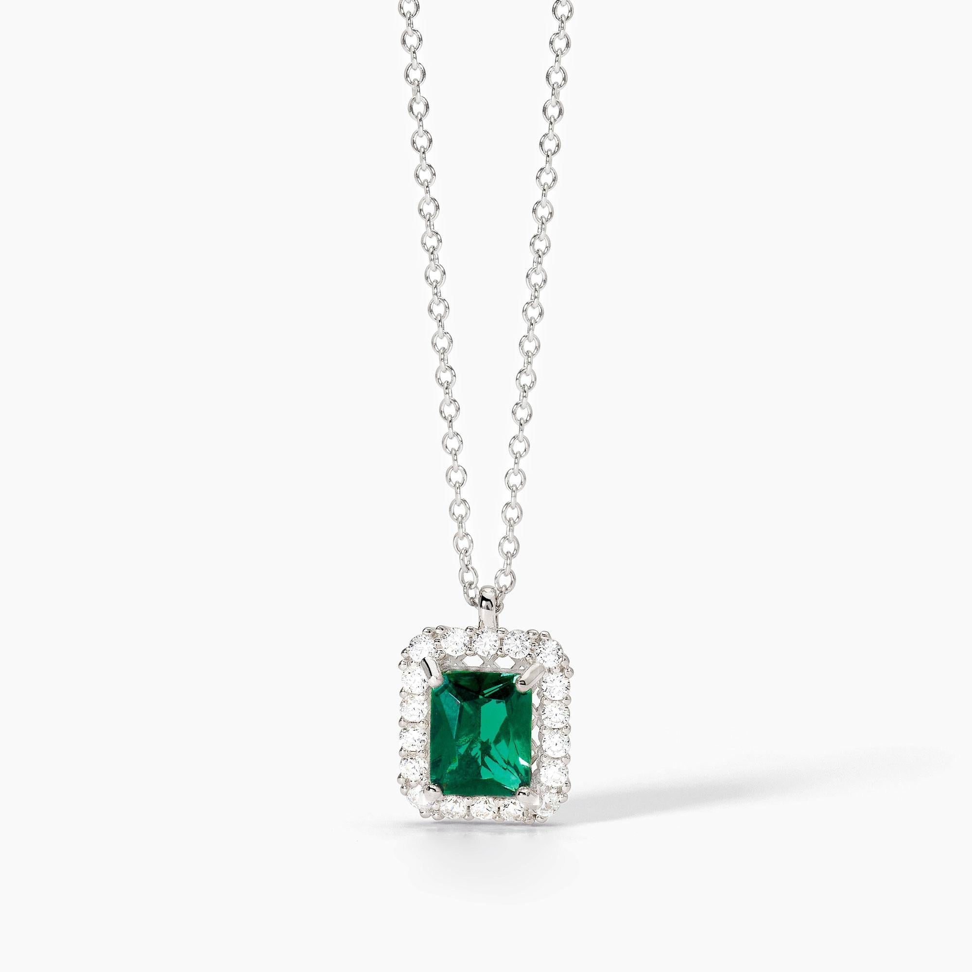 Collana  Mabina donna con smeraldo sintetico e zirconi