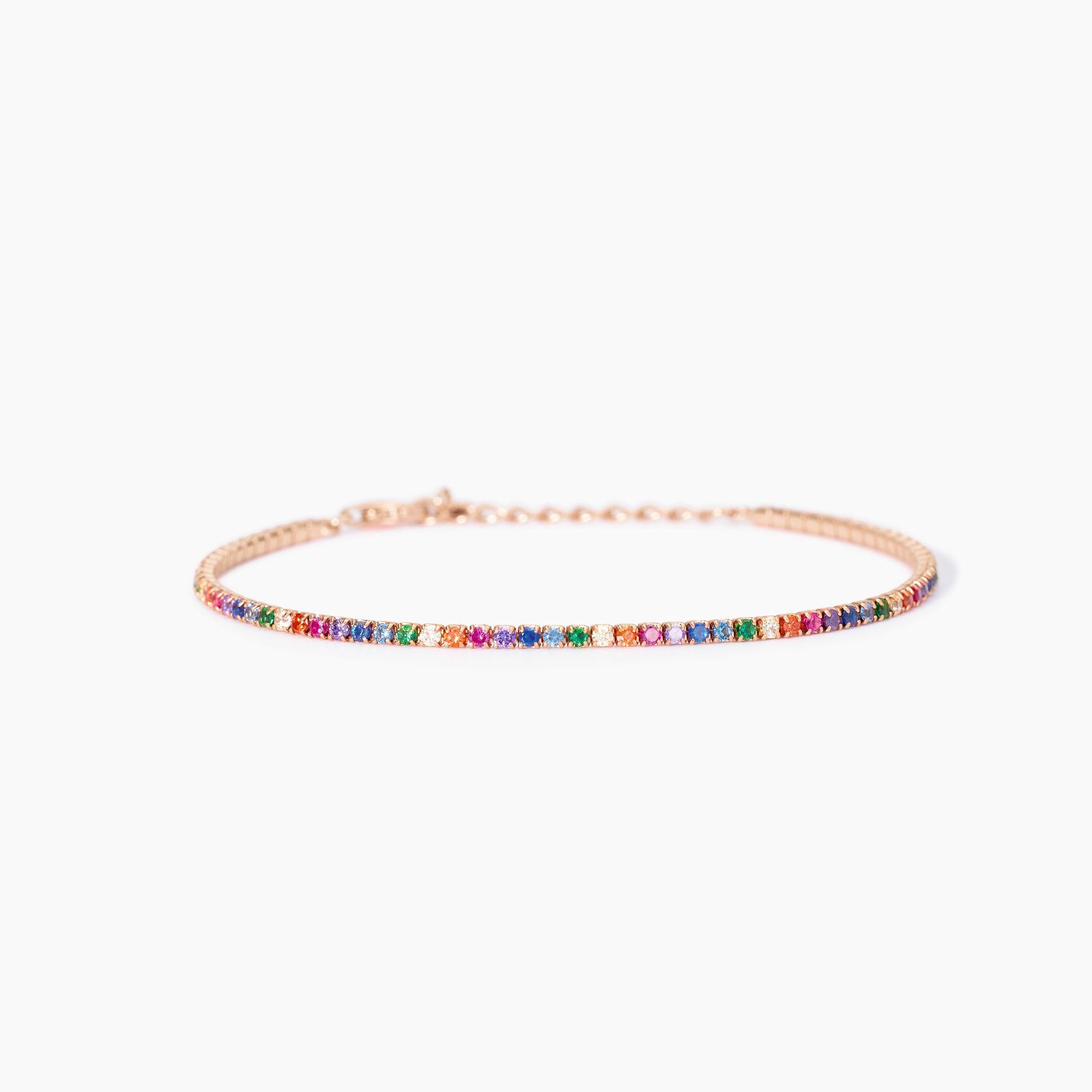 Bracciale donna Mabina mini tennis  placcato oro con zirconi colorati