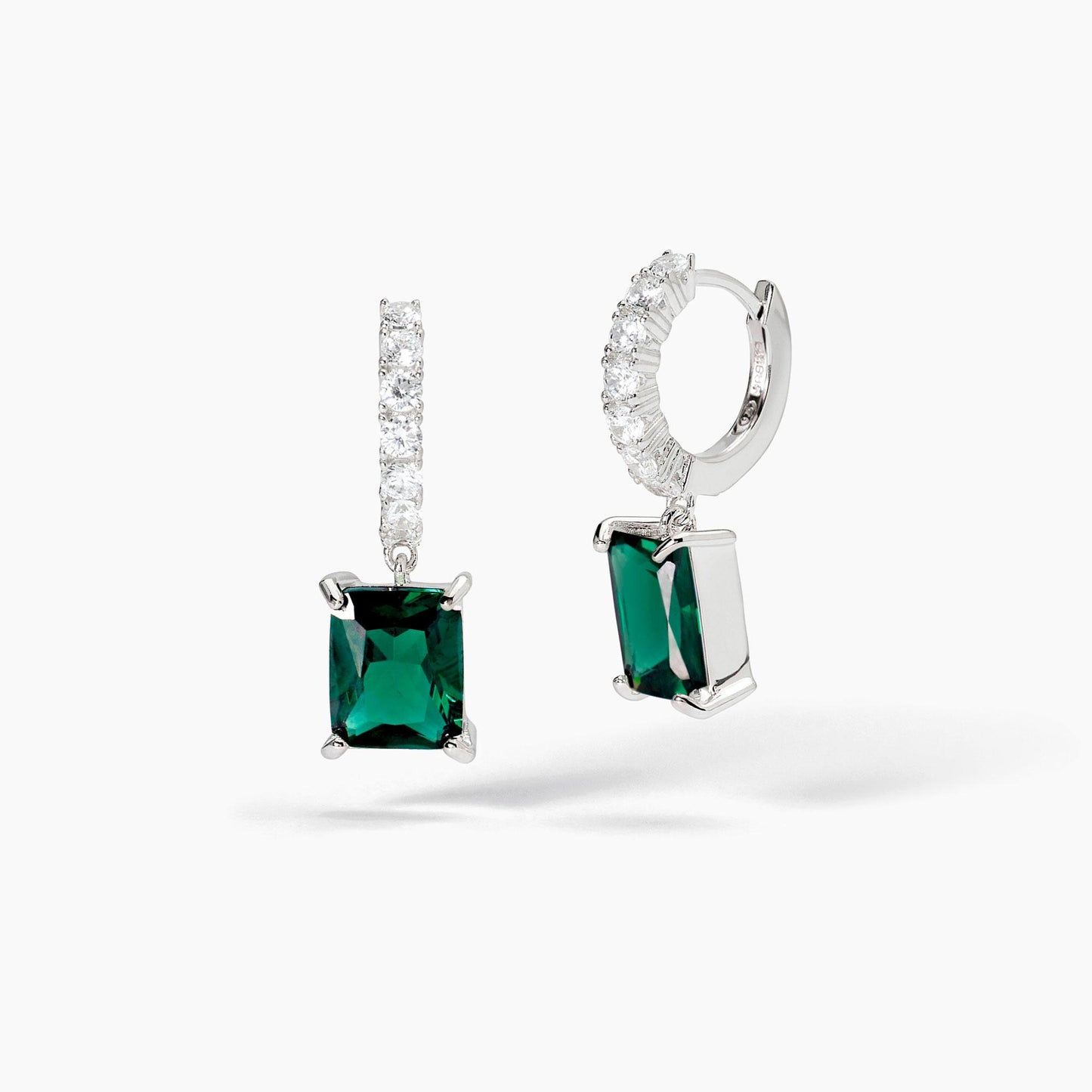 Orecchini donna Mabina in argento con smeraldi sintetici pendenti