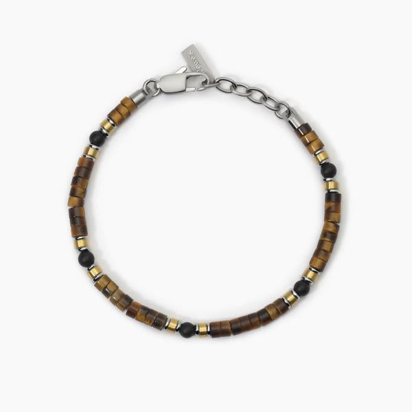 Bracciale uomo 2Jewels Occhio di tigre e agata nera