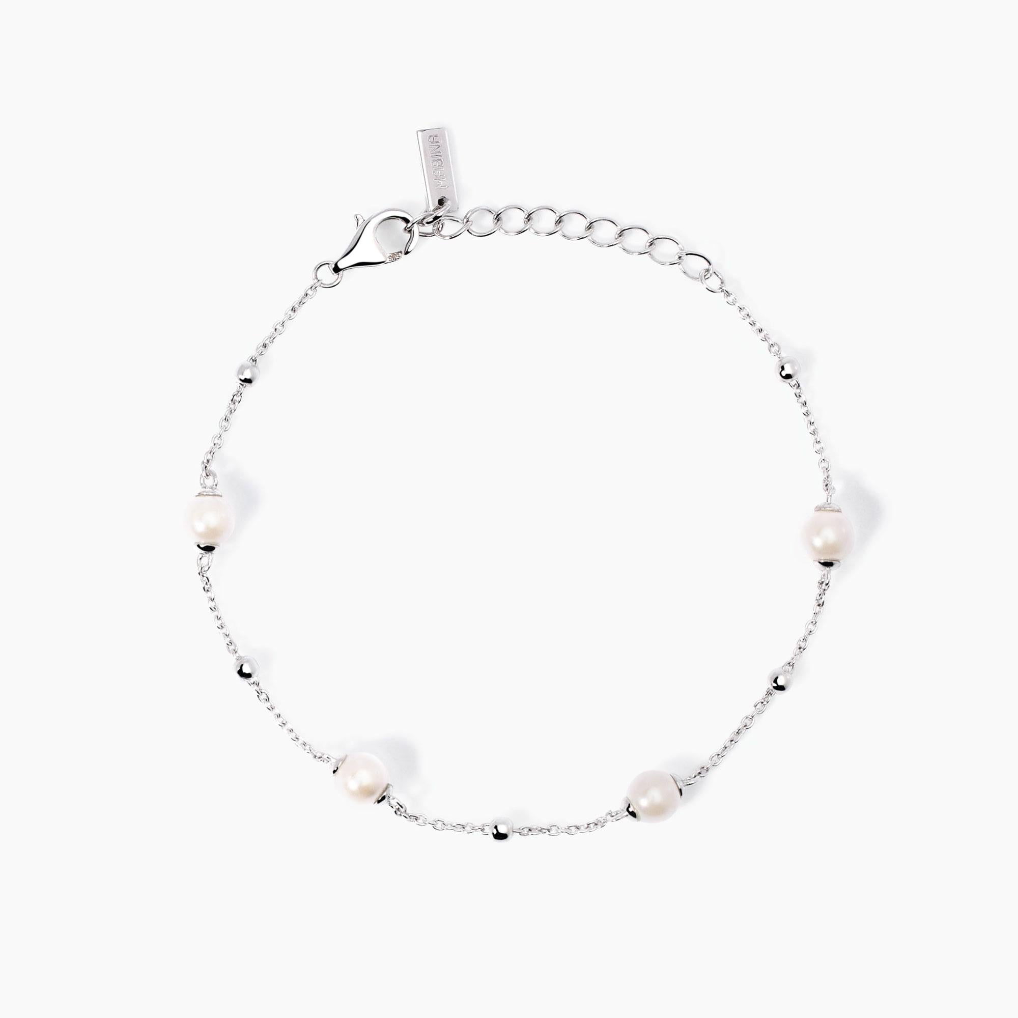 Bracciale donna  Mabina in argento con perle conchiglia