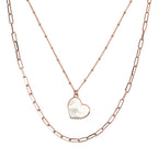 Collana Bronzallure Multifilo Forzatina e Catena Rosario con Pendente Cuore in Pietra Naturale