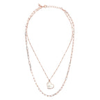 Collana Bronzallure Multifilo Forzatina e Catena Rosario con Pendente Cuore in Pietra Naturale