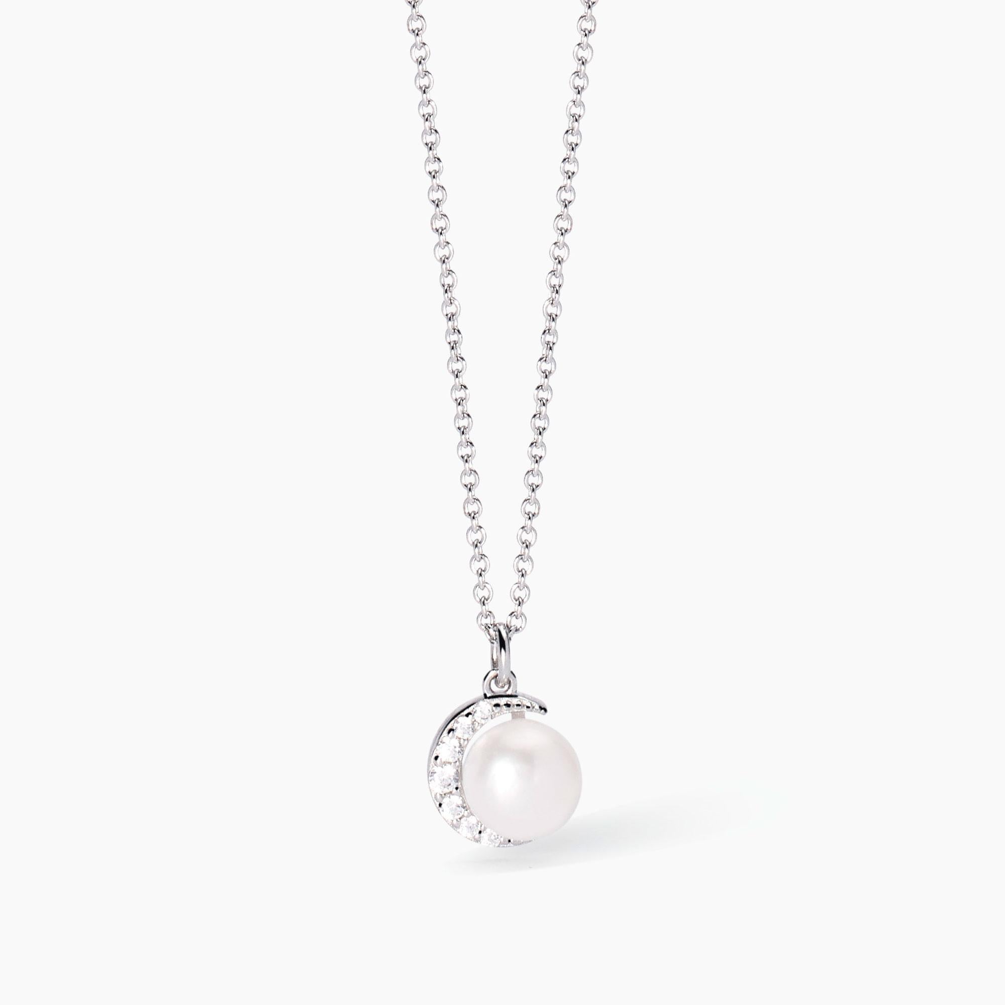Collana donna Mabina con ciondoli luna e perla