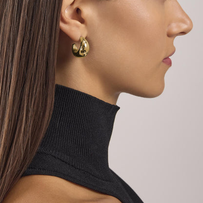 Orecchini Kidult donna a mezzaluna bombata gold