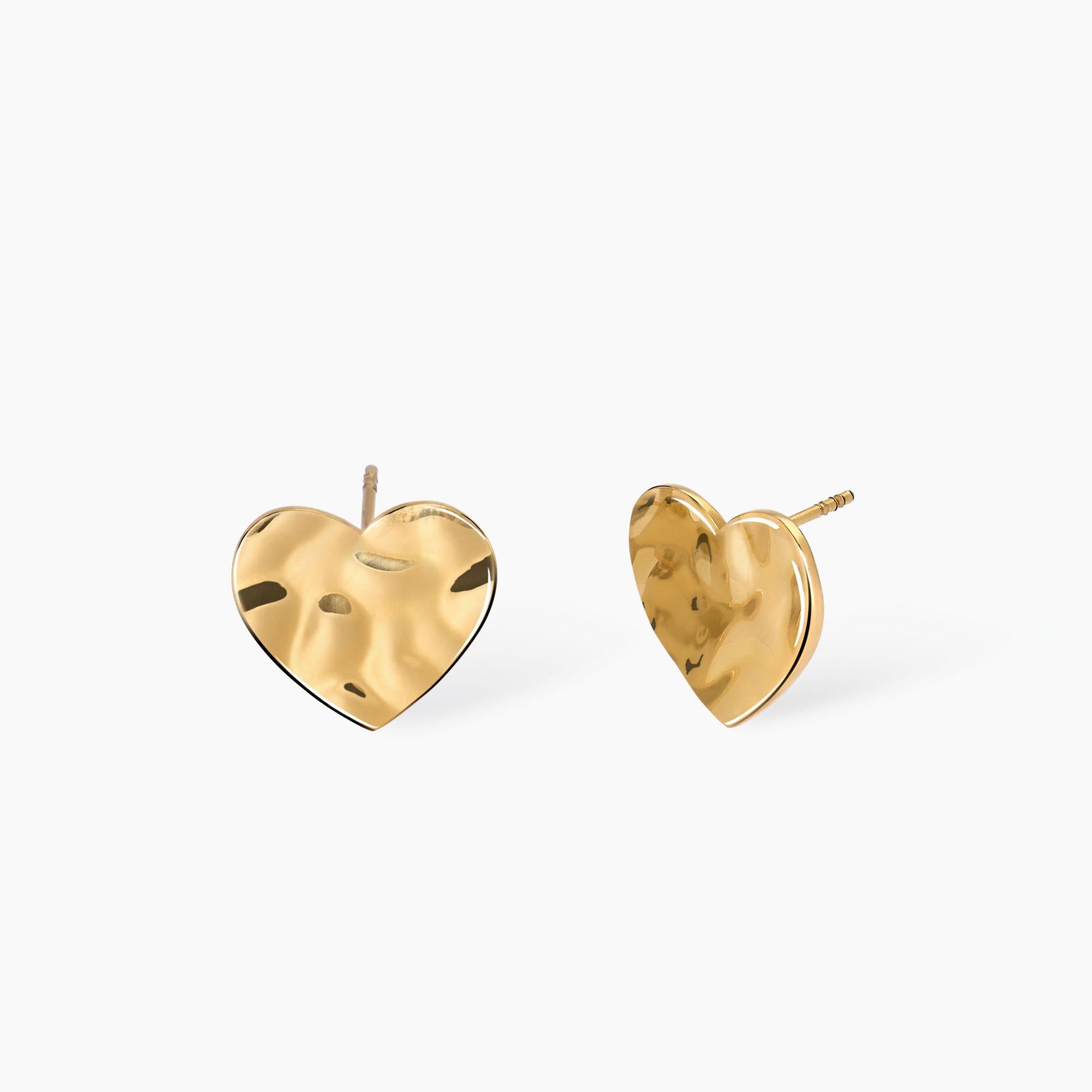Orecchini Kidult donna cuore effetto martellato gold