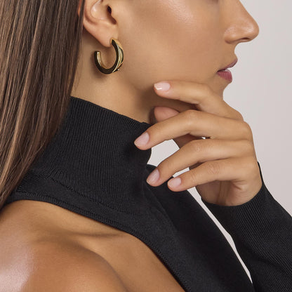 Orecchini Kidult Style donna a cerchio piatti dorati