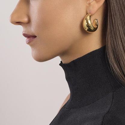 Orecchini Kidult Style a cerchio bombati dorati