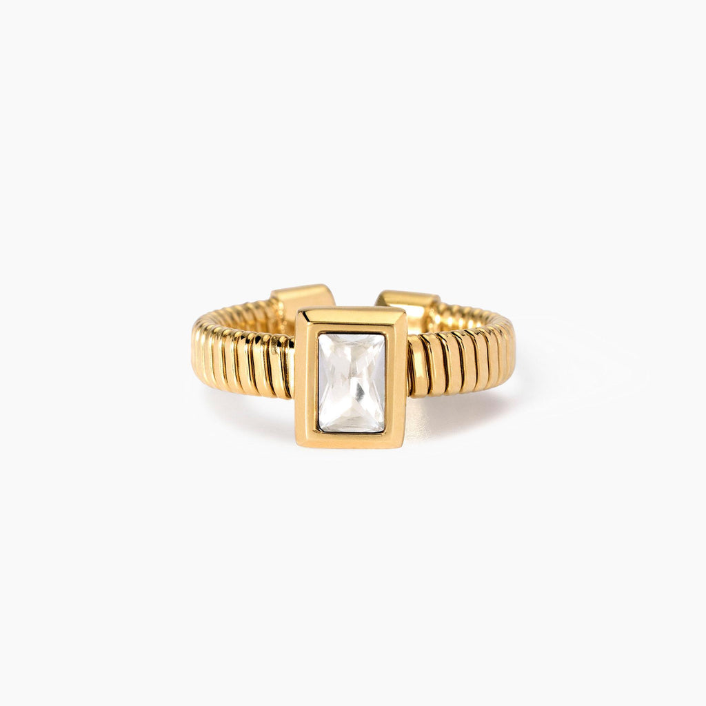 Anello donna kidult tubogas dorato con zirconi