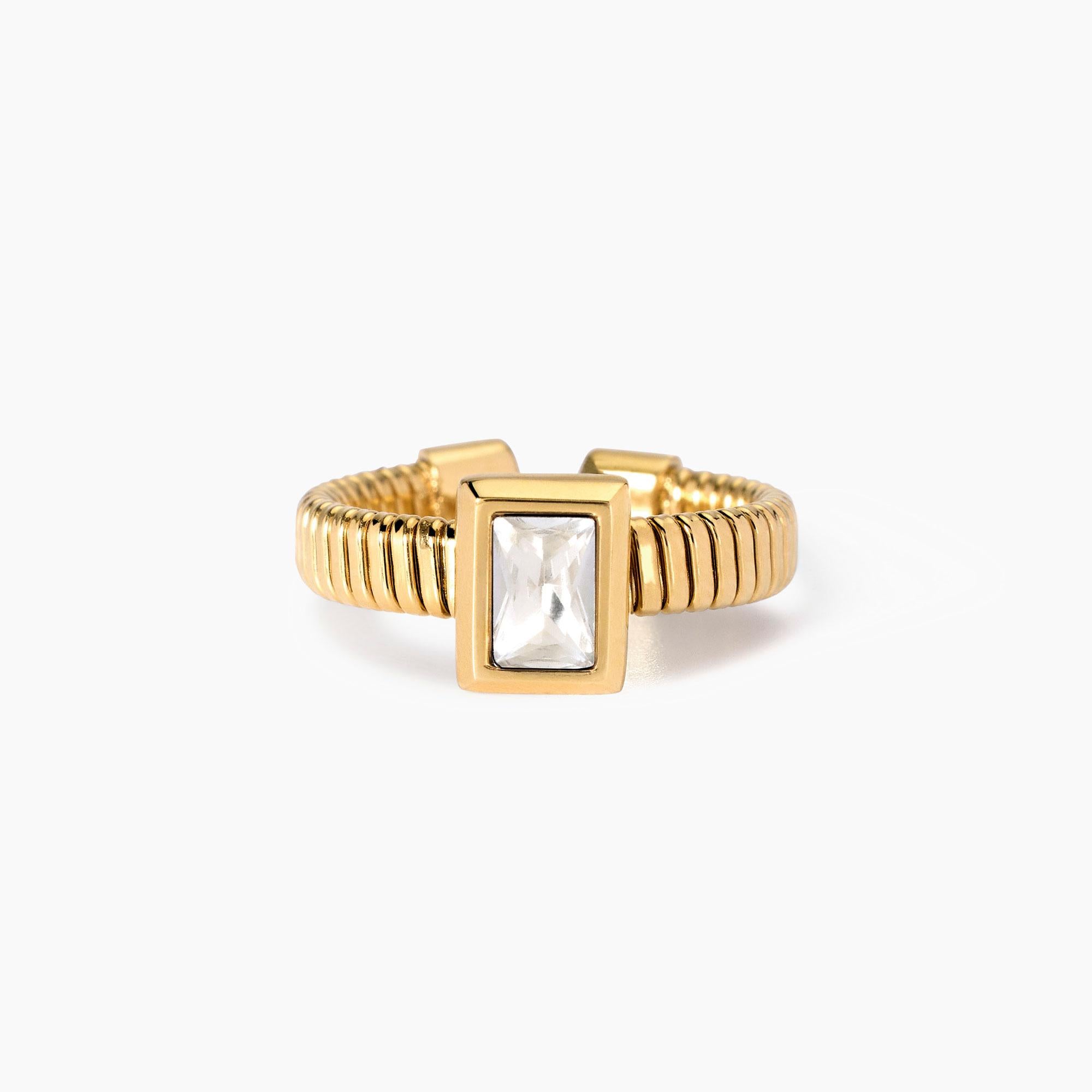 Anello donna kidult tubogas dorato con zirconi