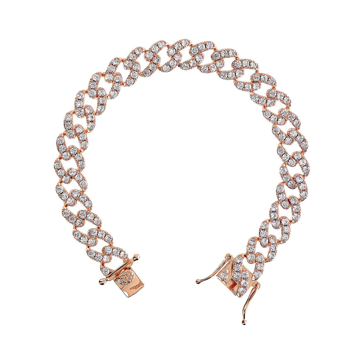 Bracciale Bronzallure Catena Grumetta Squadrata con Pavé di Cubic Zirconia