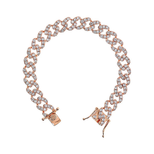 Bracciale Bronzallure Catena Grumetta Squadrata con Pavé di Cubic Zirconia