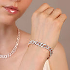 Bracciale Bronzallure Catena Grumetta Squadrata con Pavé di Cubic Zirconia