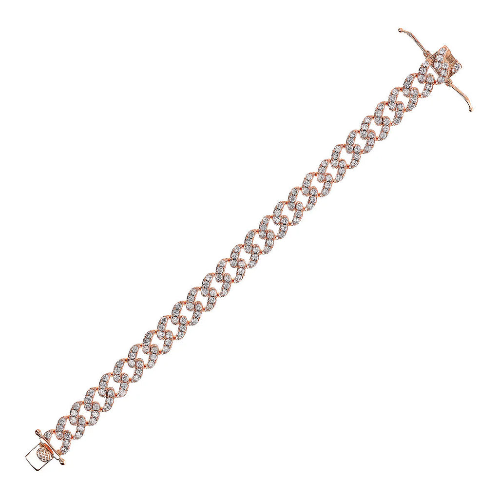 Bracciale Bronzallure Catena Grumetta Squadrata con Pavé di Cubic Zirconia