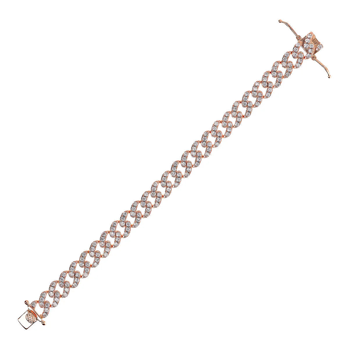 Bracciale Bronzallure Catena Grumetta Squadrata con Pavé di Cubic Zirconia