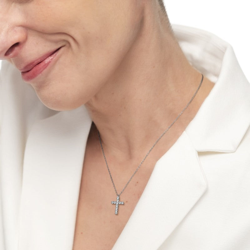 Collana Marlù Collana croce pendente 1,4cm con zirconi