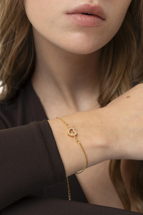 Bracciale Vestopazzo donna Catena con cuore centrale zirconato
