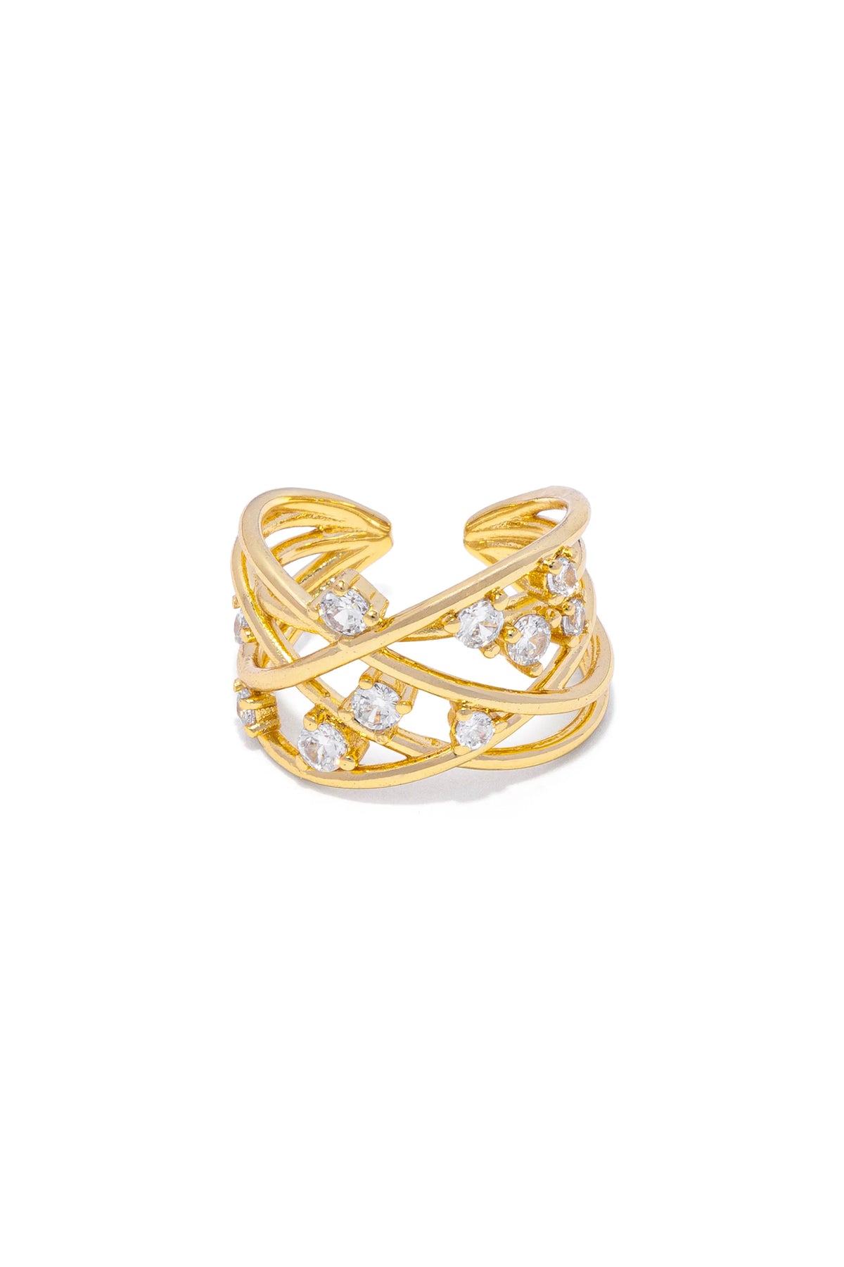 Anello Vestopazzo donna Fascia intrecciata con zirconi