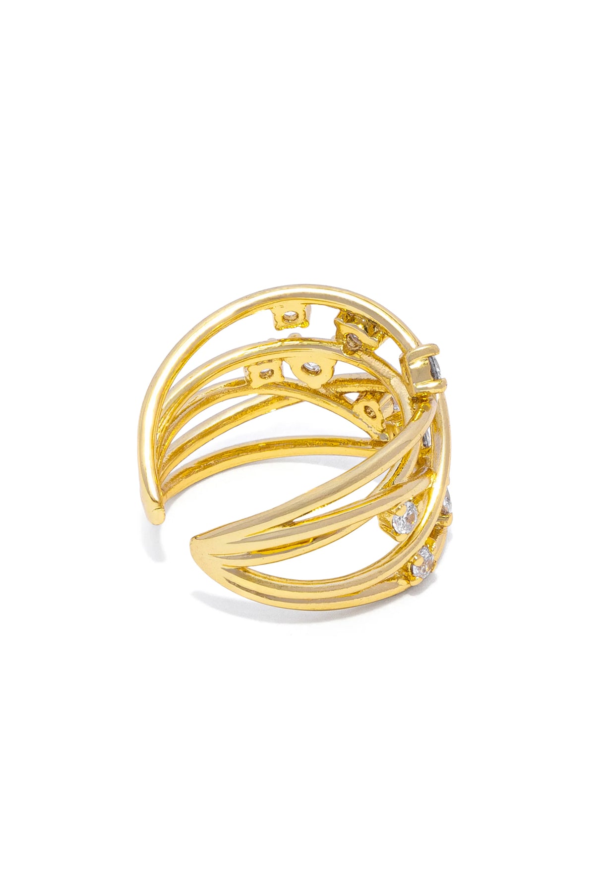 Anello Vestopazzo donna Fascia intrecciata con zirconi