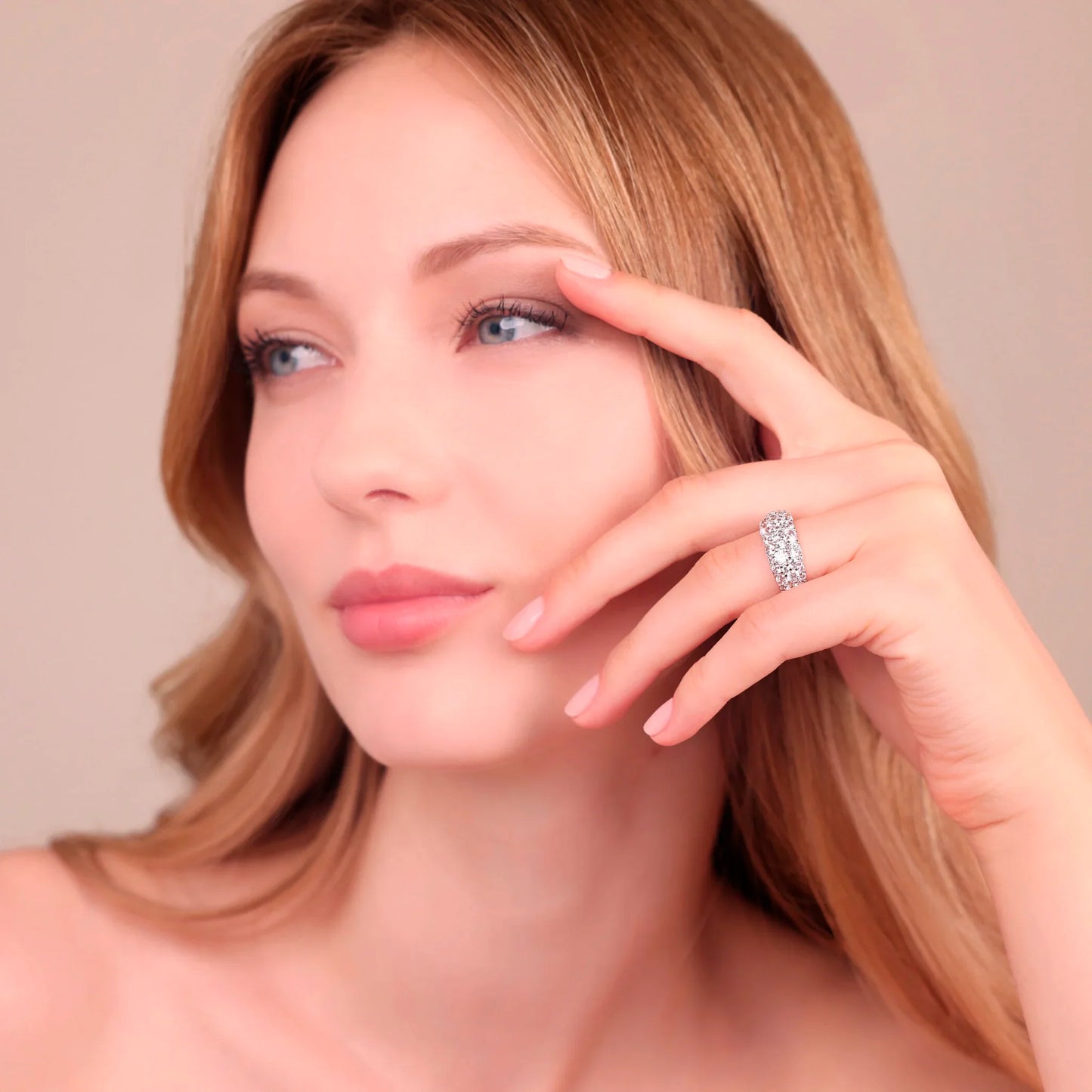 Anello Bronzallure donna Fascia con graduata pavè