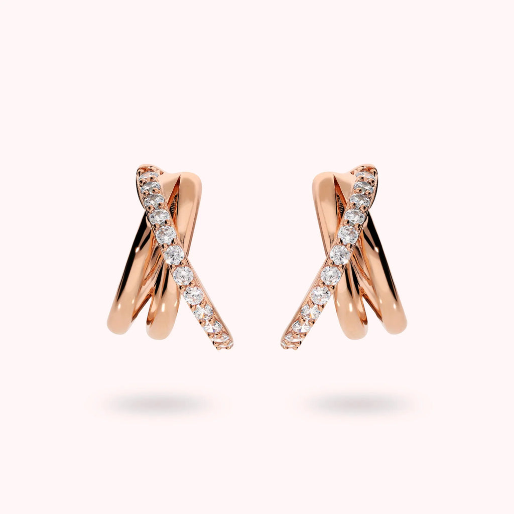 Orecchini Bronzallure donna Cerchio con intreccio con cubico zirconia