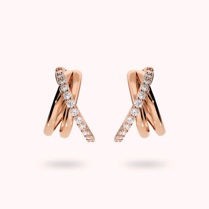 Orecchini Bronzallure donna Cerchio con intreccio con cubico zirconia