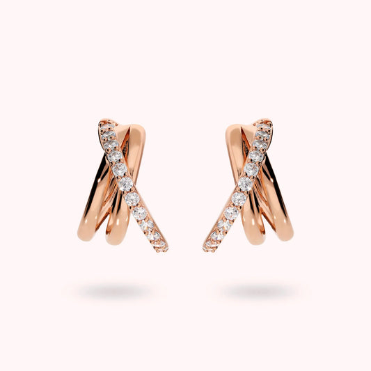 Orecchini Bronzallure donna Cerchio con intreccio con cubico zirconia