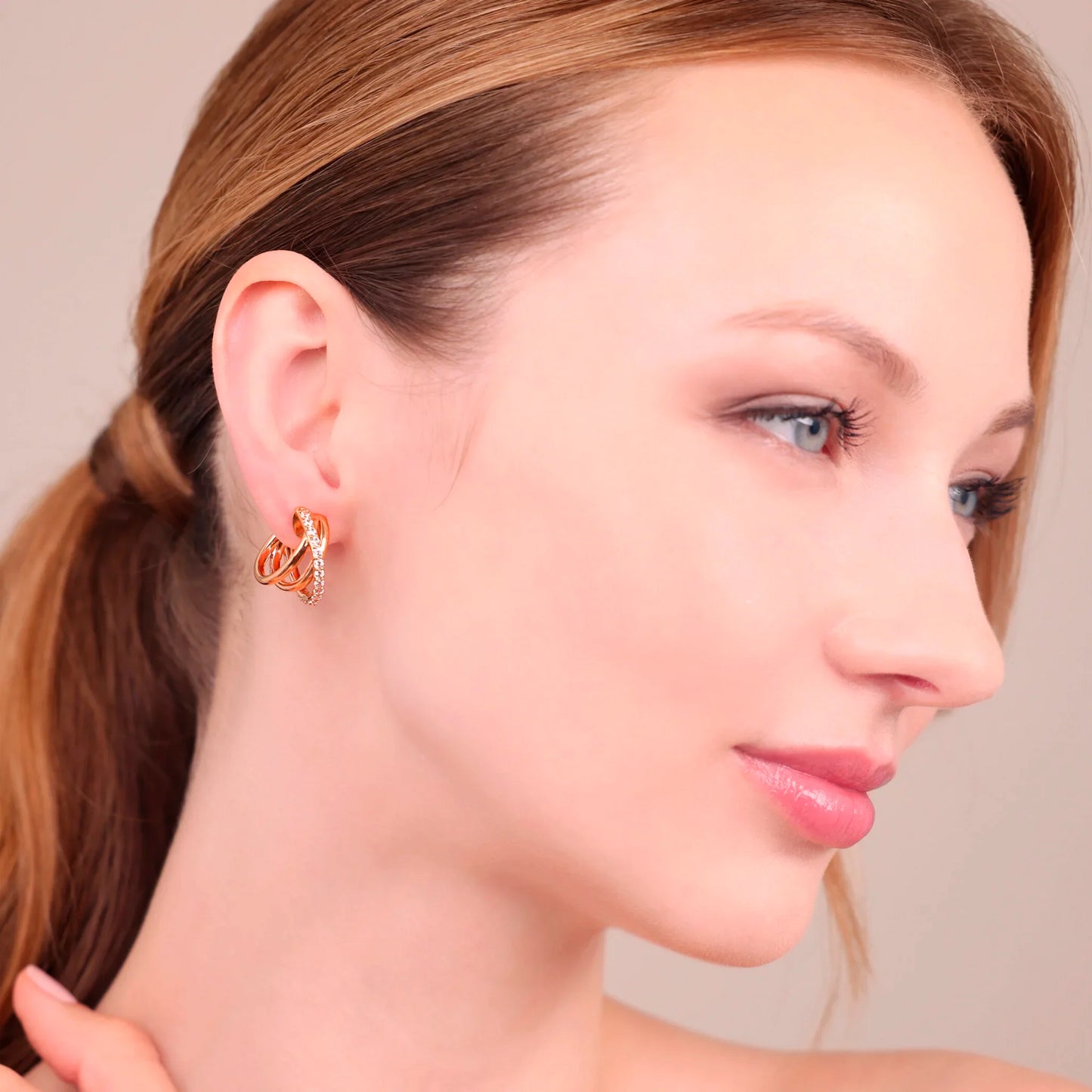 Orecchini Bronzallure donna Cerchio con intreccio con cubico zirconia