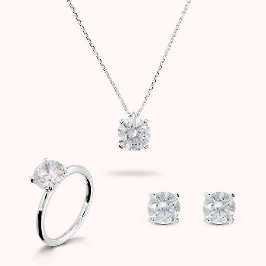 Parure Bronzallure donna Collana, orecchini, solitario con punto luce