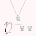 Parure Bronzallure donna Solitario, orecchini punto luce e collana con pendente taglio cuore