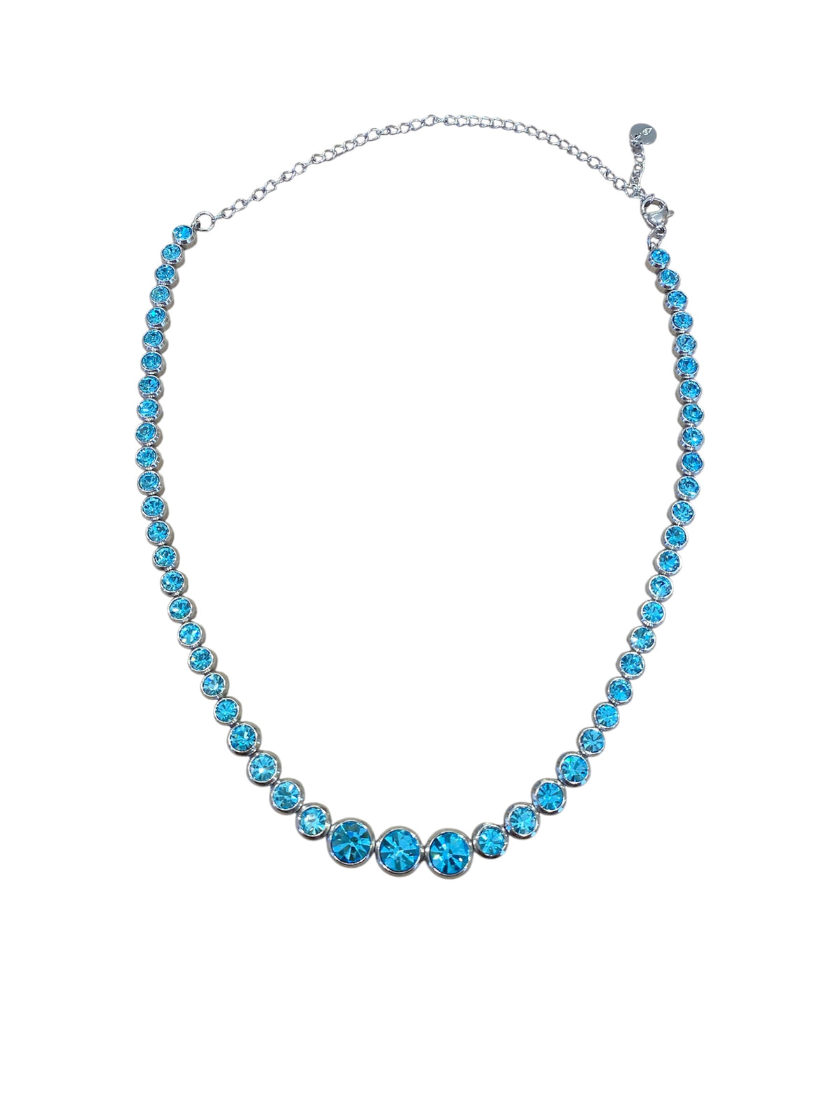 Collana Vestopazzo donna con zirconi tondi acquamarina