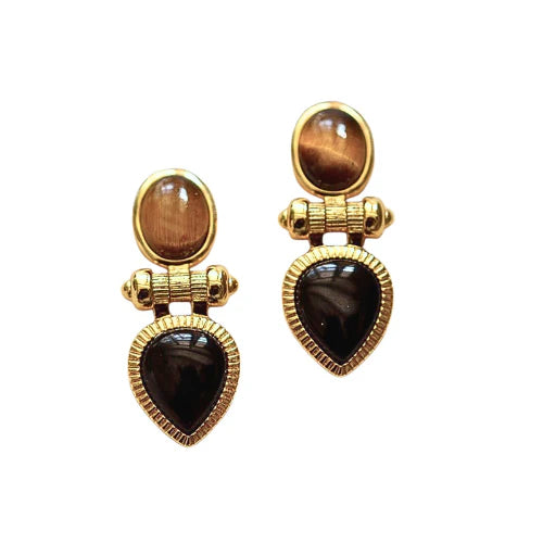 Orecchini Piti Malì donna Auraluna Occhio di tigre e onice