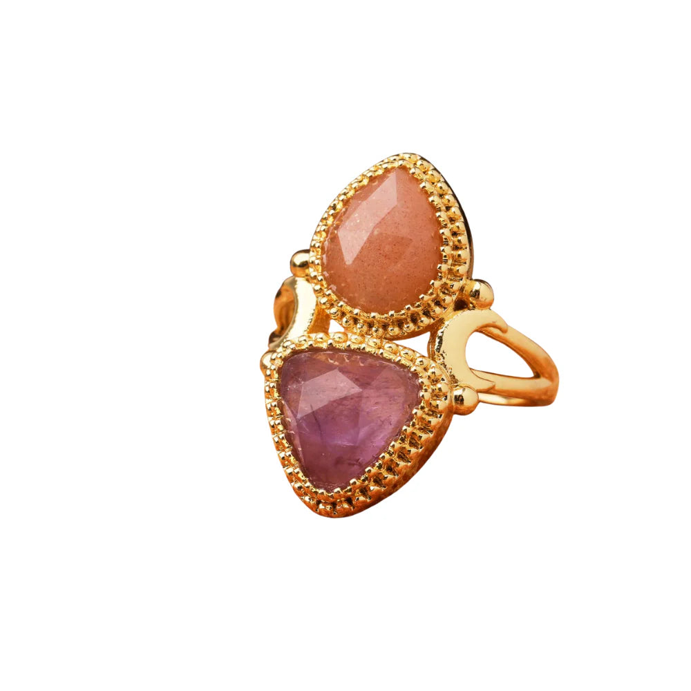 Anello Piti Malì donna Auraluna Quarzo rosa e ametista