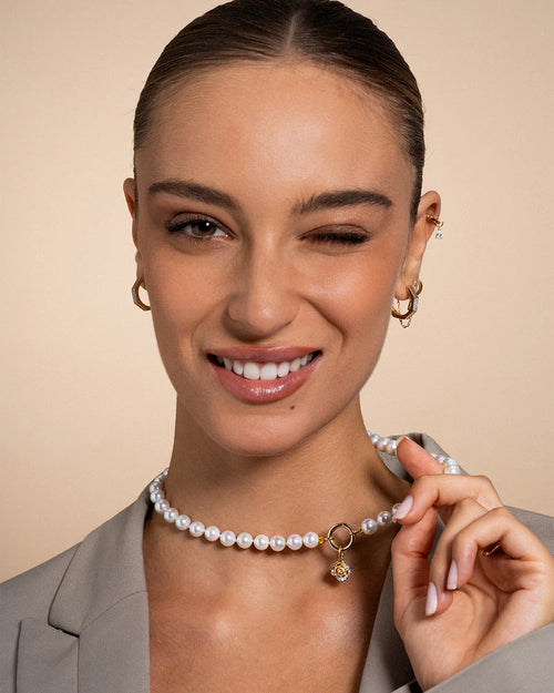 Collana Rue des Mille Charm bar Girocollo Perle Base chiusura cerchio