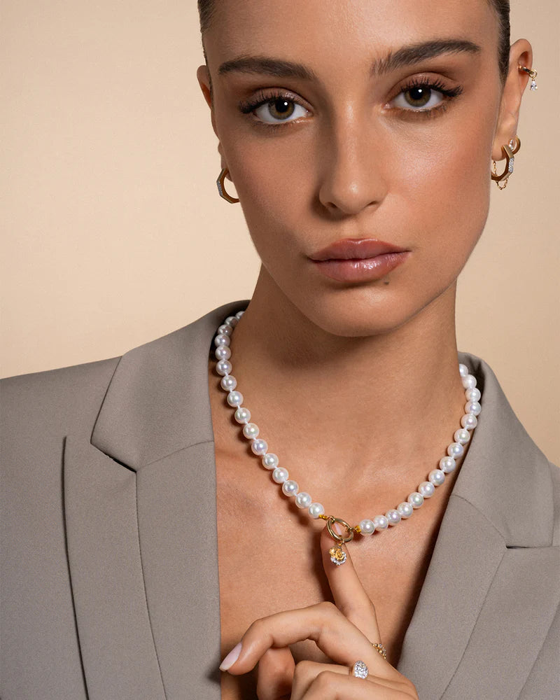 Collana Rue des Mille Charm bar Girocollo Perle Base chiusura cerchio