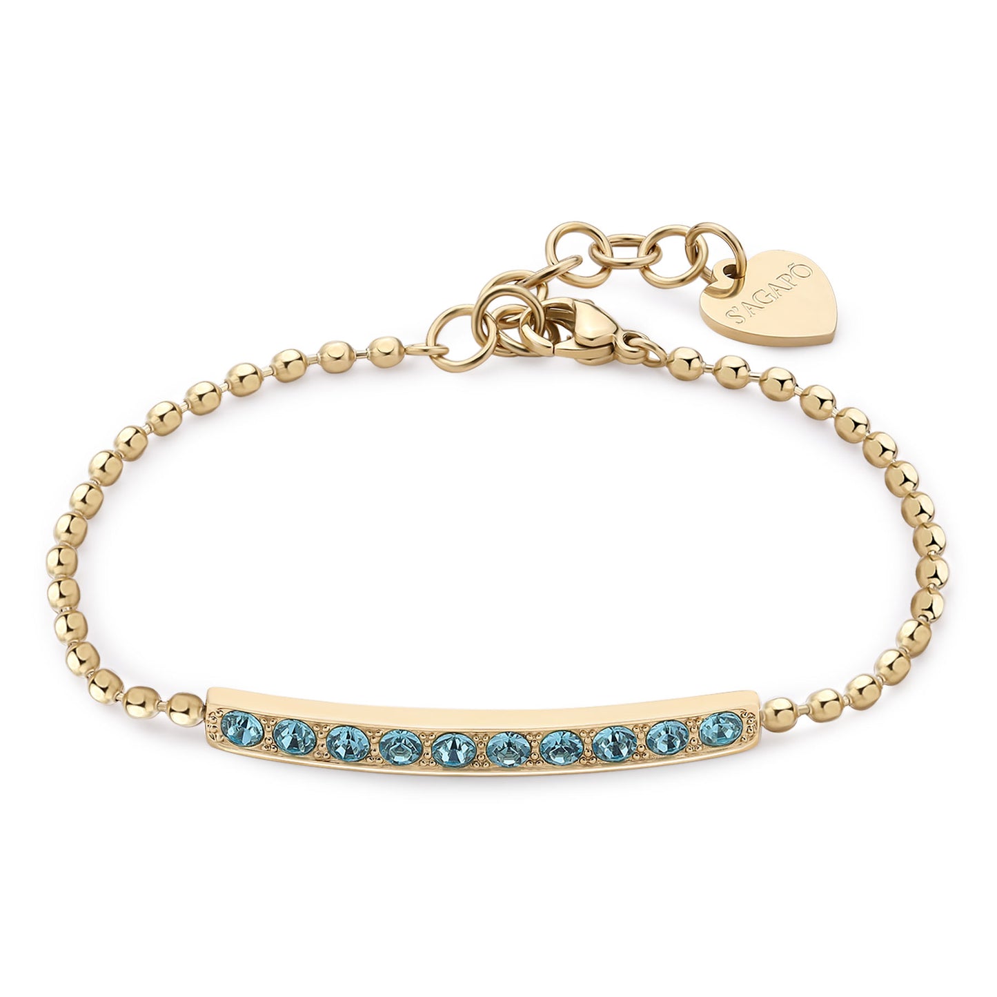 Bracciale S'Agapò donna Dazzly Cristalli Acquamarina Gold