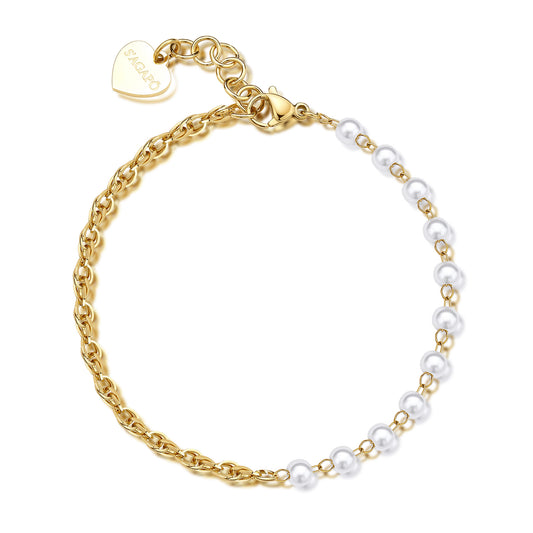 Bracciale S'Agapò donna Chunky Perle e catena Gold