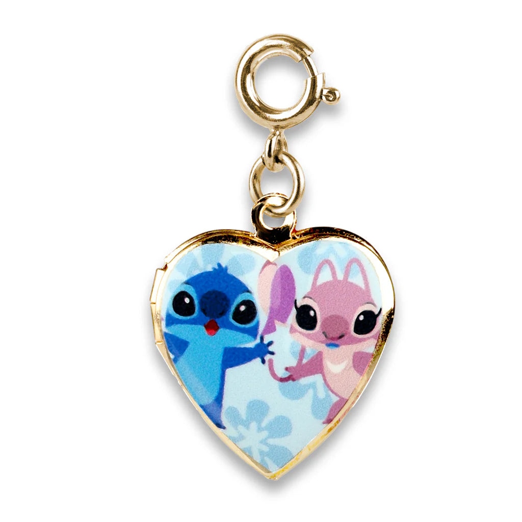 Ciondolo CharmIT! x Disney cuore portafoto Stitch ed Angel