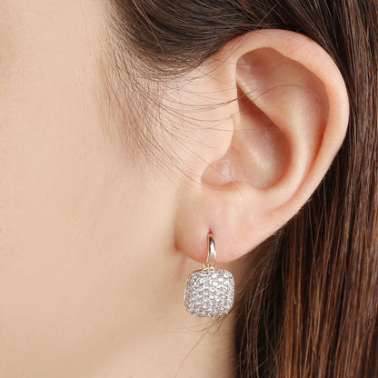 Orecchini Pendenti Bronzallure Quadrati con Pavé in Cubic Zirconia