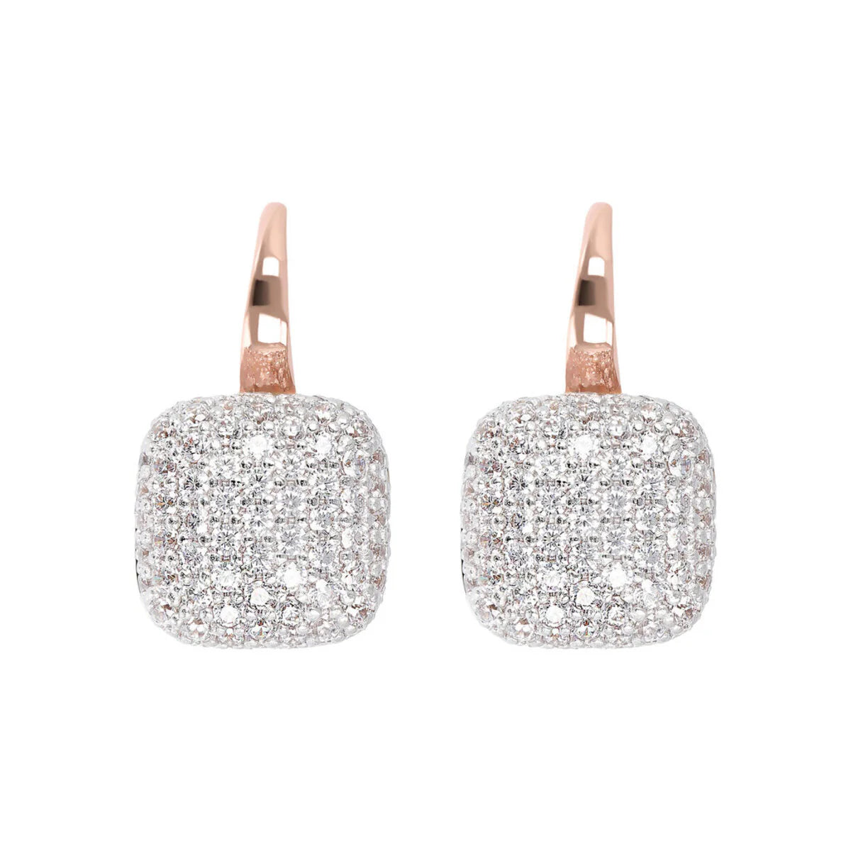 Orecchini Pendenti Bronzallure Quadrati con Pavé in Cubic Zirconia